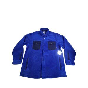 Free Assembly Womens XXL Blue Fleece Jacket Snap Buttons Flap Pockets RN52469 FL